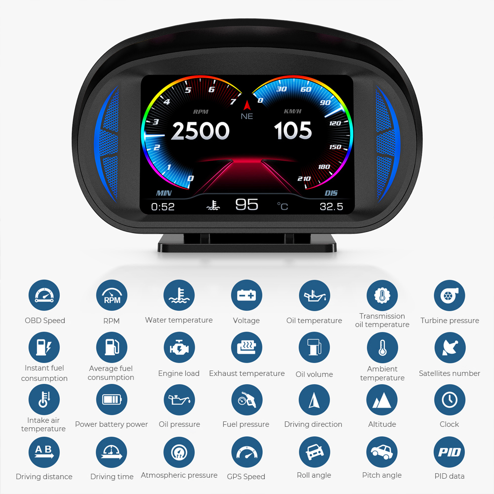 Car Hud Head Up Display Gps - P2 OBD2 HUD jam tampilan kepala