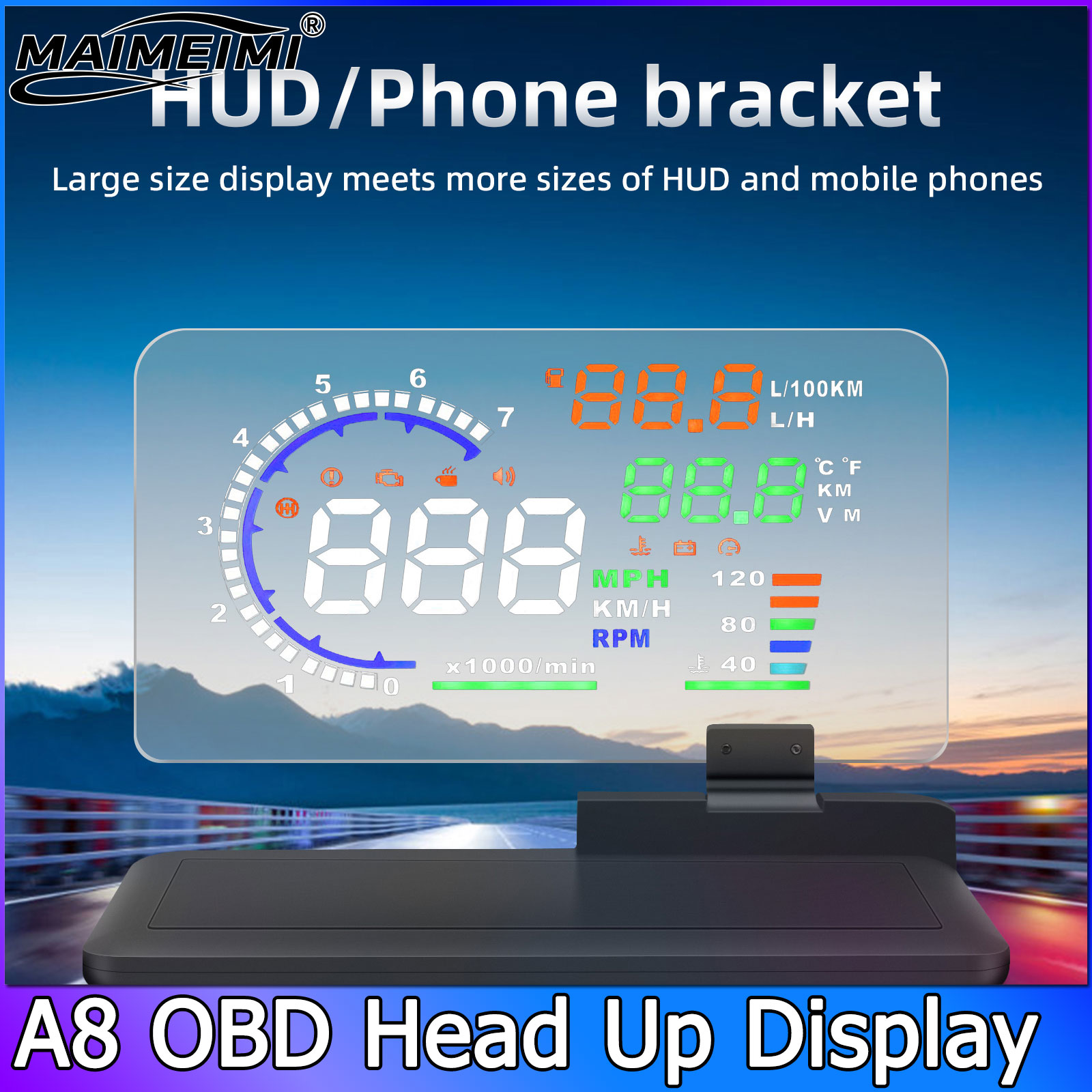 Obd2 Hud Speedometer Projector - Speedometer Mobil A8 Digital HUD ODB