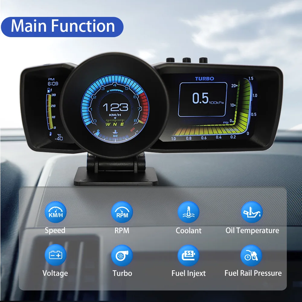 Hud Obd2 Multi Function Alarm - HUD OBD2 + dasbor mobil, Speedometer