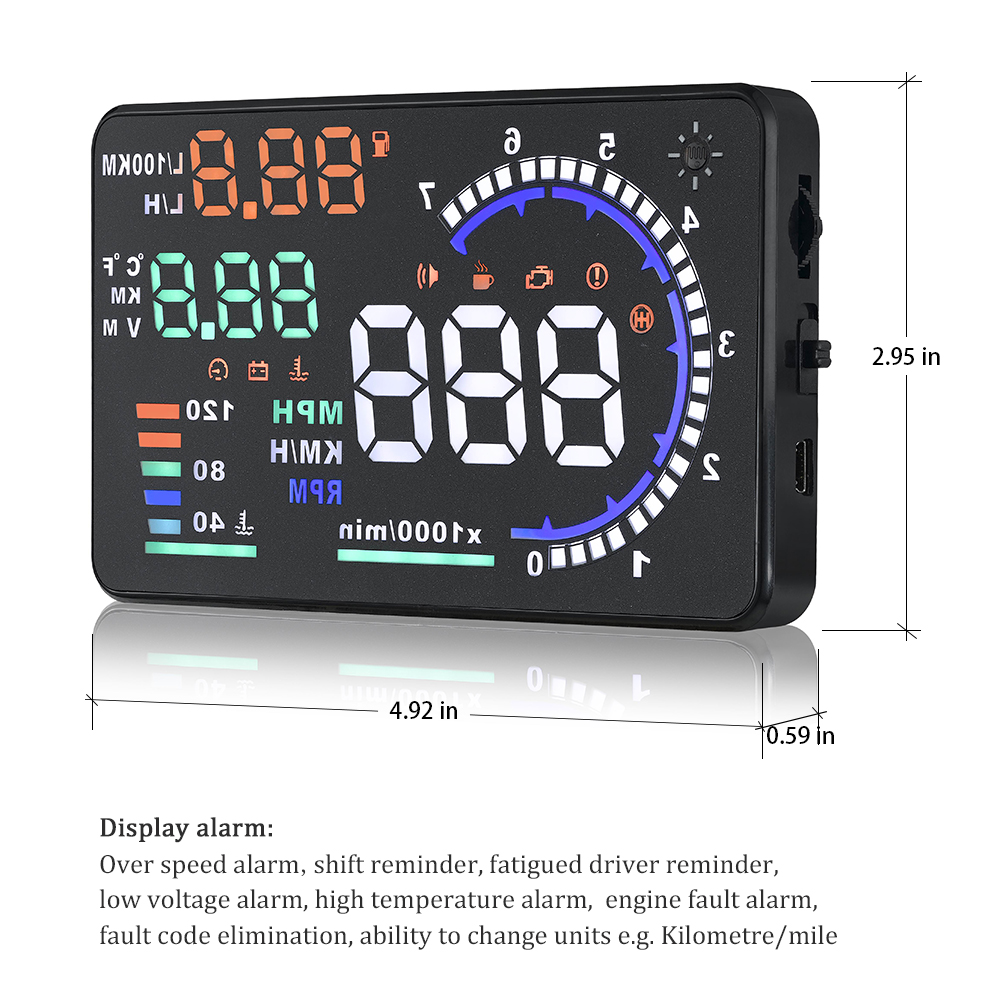 Hud Obd2 Multi Function Alarm - OBD2 Car HUD A8 Head Up