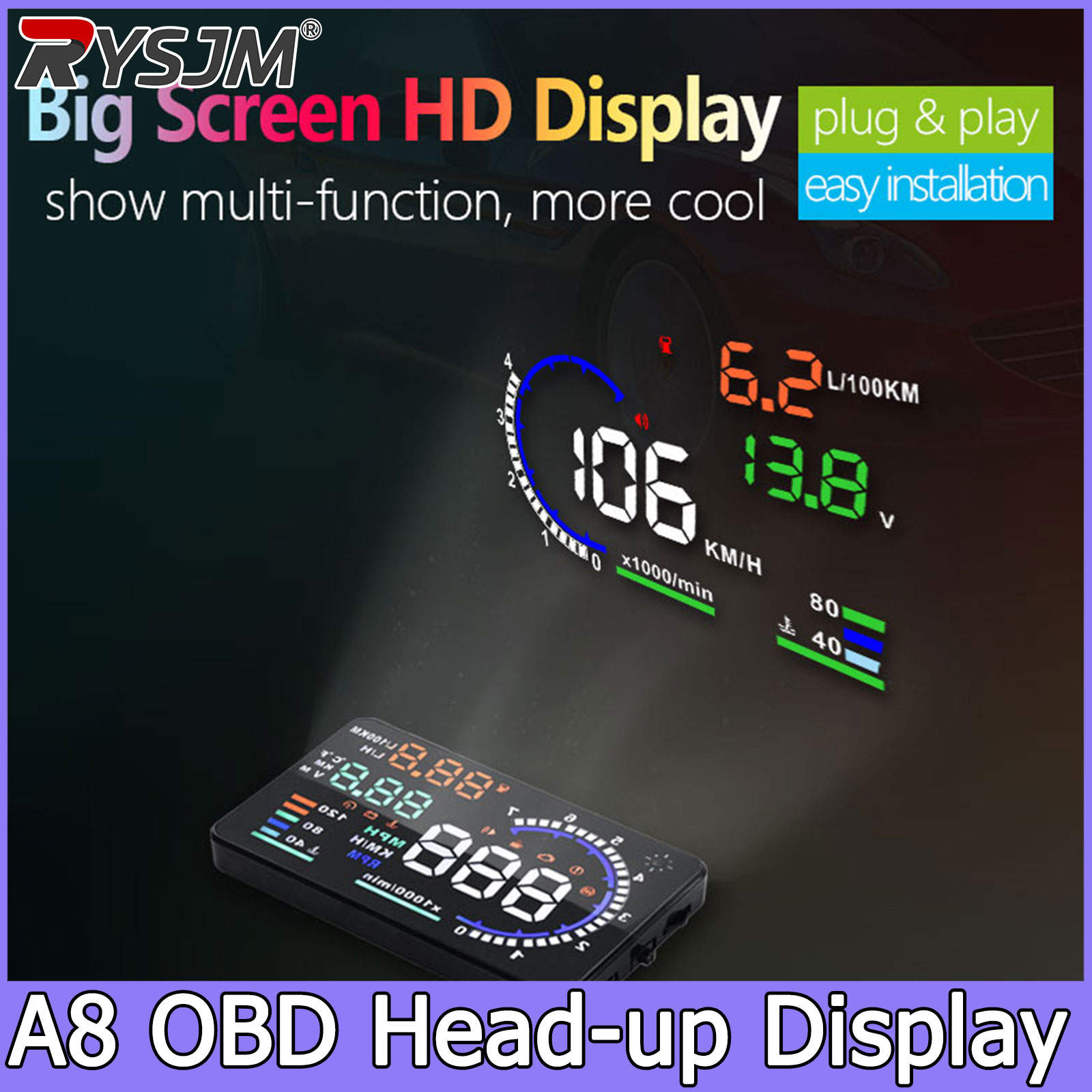 Obd2 Hud Speedometer Projector - A8 OBD HUD Head-up Display Speedometer