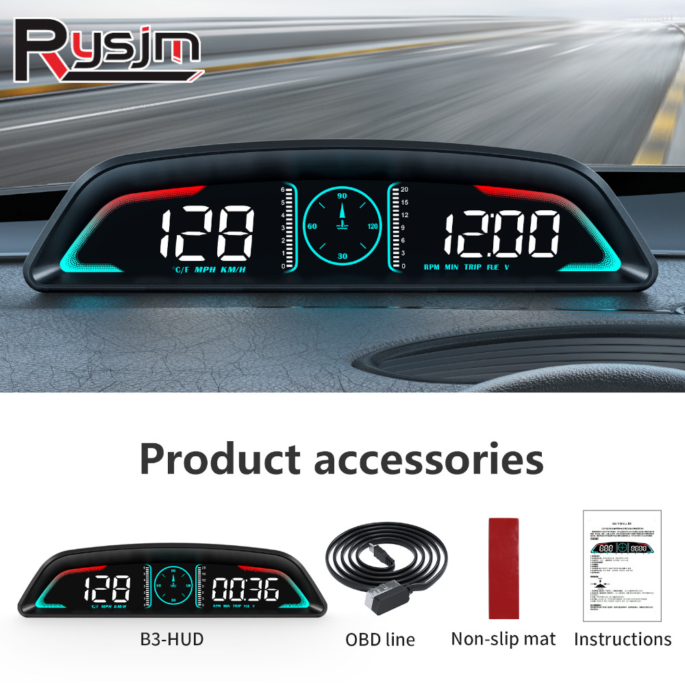 Hud Obd2 Multi Function Alarm - B3 OBD2 HUD pengukur Digital Multifungsi,