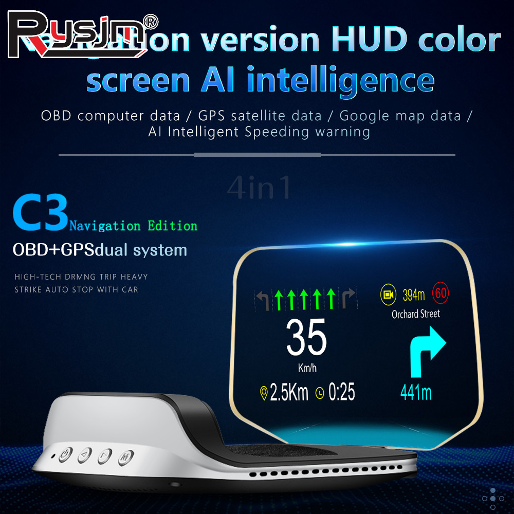 C3 / C3 Navigasi Mobil HUD OBD - Obd2 Hud Speedometer Projector ulasan dan harga