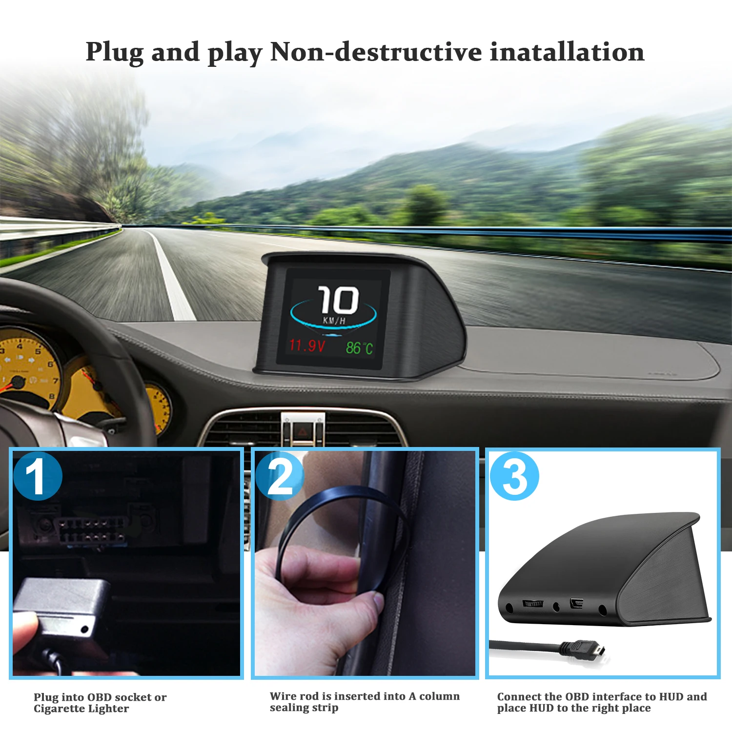 P10 untuk HUD Speedometer Univ - Car Heads Up Display Navigation ulasan dan harga