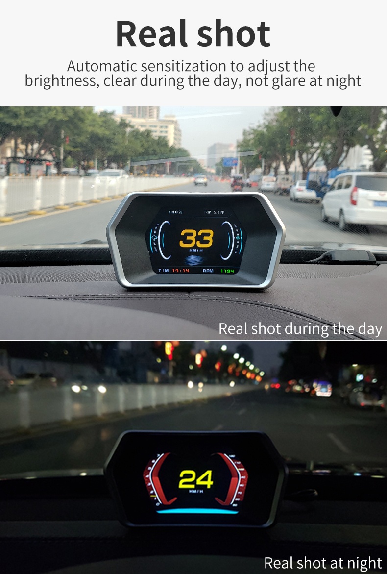Alat Ukur Mobil P17 OBD2 Gauge - Hud Obd2 Multi Function Alarm ulasan dan harga