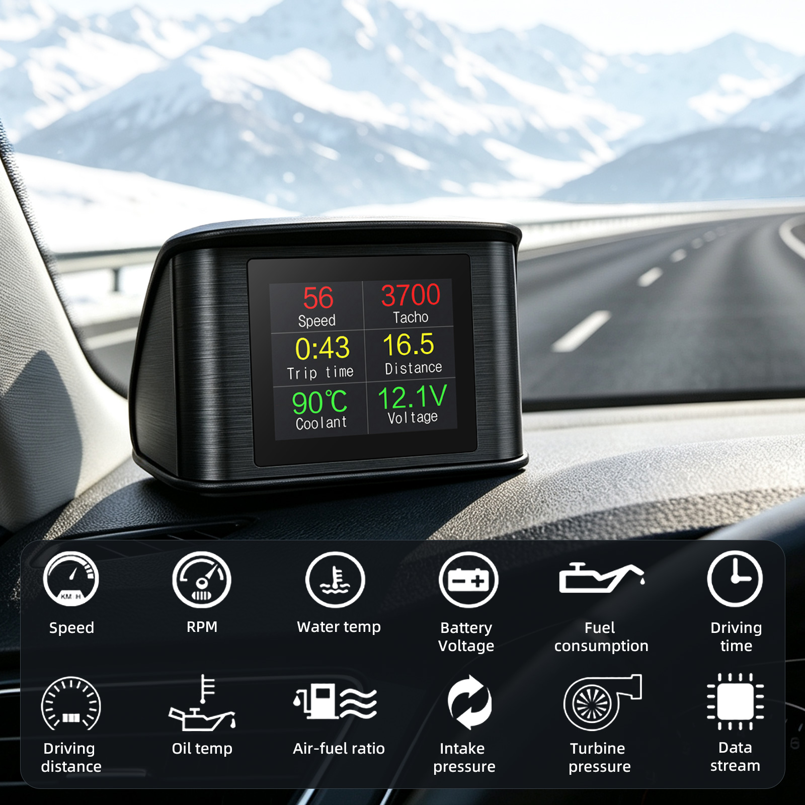 OBD2 HUD, Layar Informasi di D - Hud Display With Tire Pressure ulasan dan harga