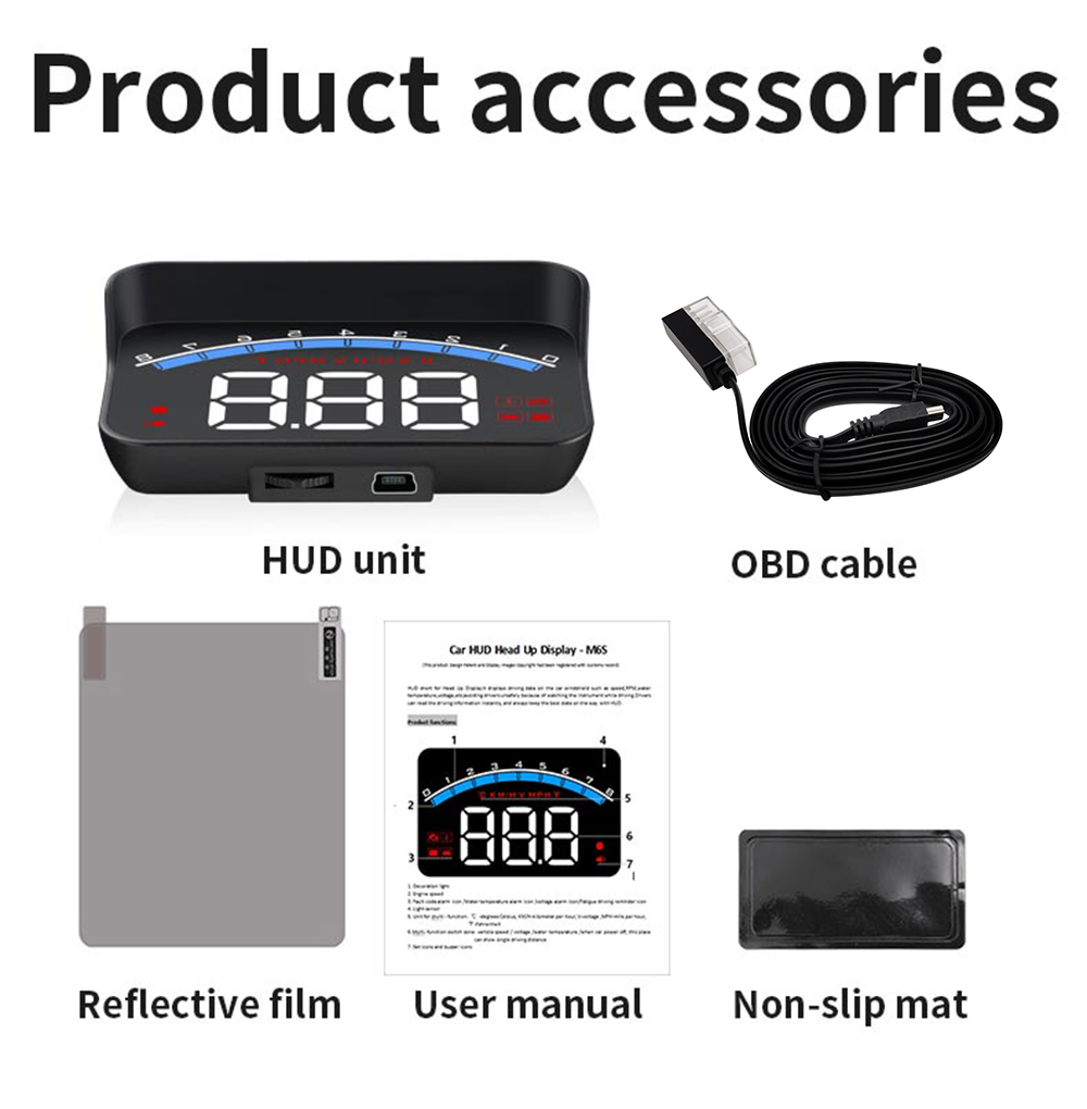 M6S, Pengukur Kecepatan Mobil, - Obd2 Hud Speedometer Projector ulasan dan harga