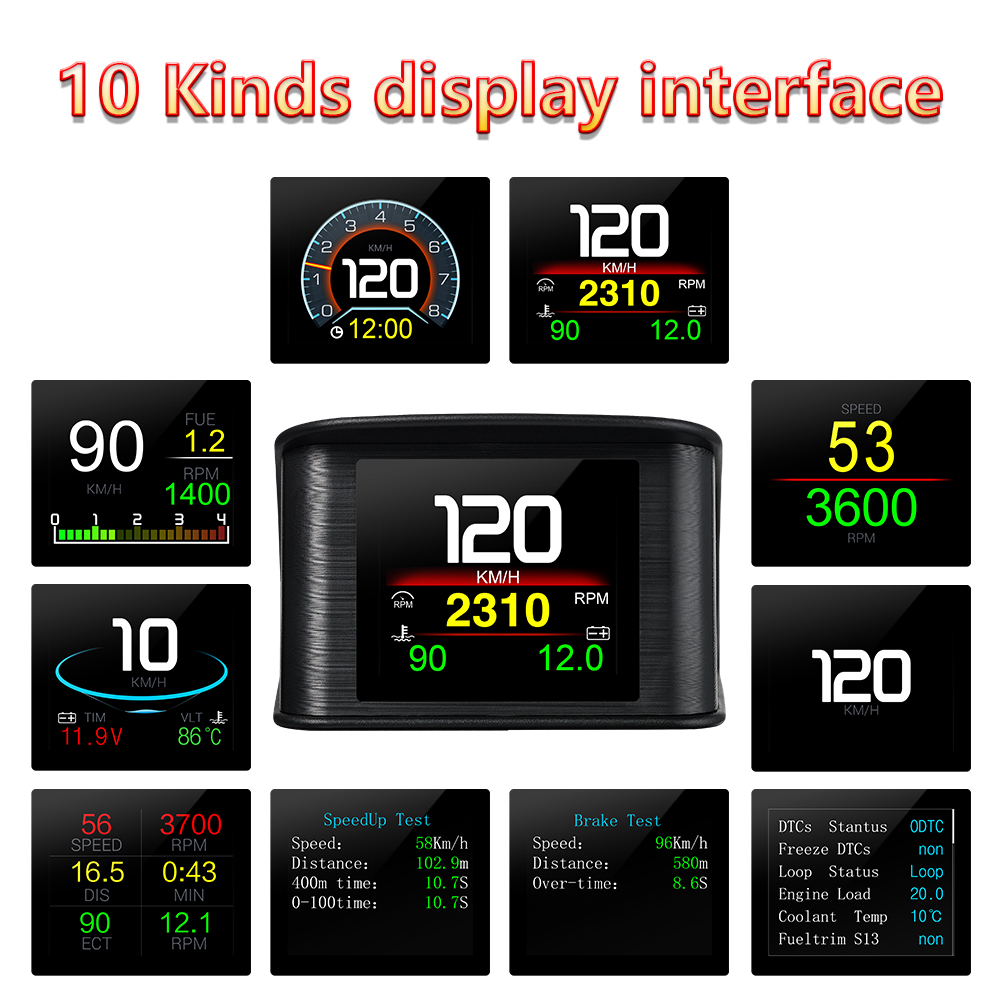% HUD OBD2+GPS, Komputer On-bo - Hud Display With Tire Pressure ulasan dan harga