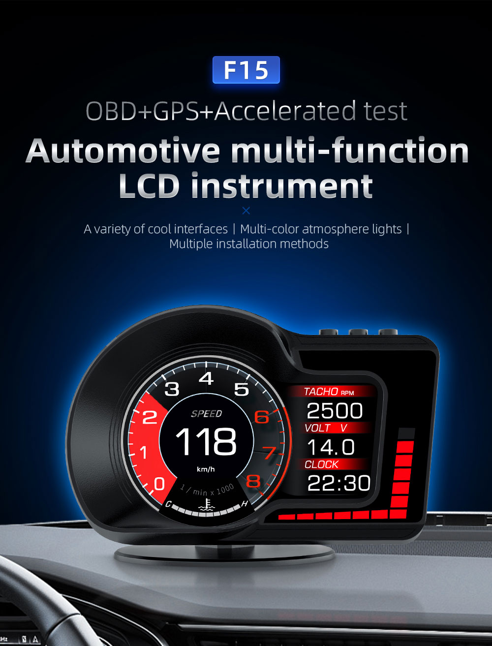Produk Laris: F15 OBD2+GPS Mul - Hud Obd2 Multi Function Alarm ulasan dan harga